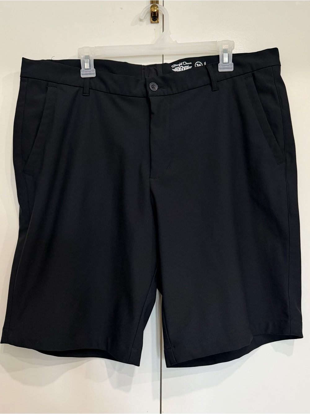 Men's Straight Down Black Flat Front Golf Shorts